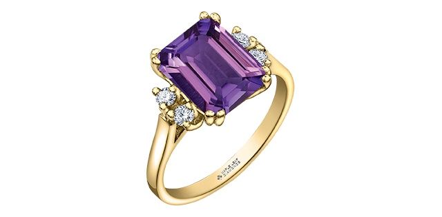 Maple Leaf 14KY .17TW Amethyst &amp; Diamond Ring R5004