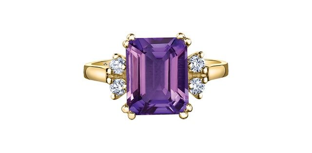 Maple Leaf 14KY .17TW Amethyst &amp; Diamond Ring R5004