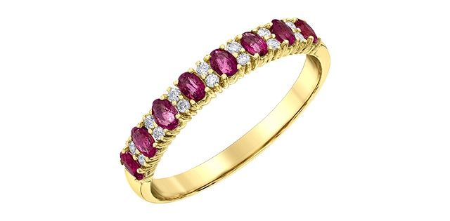 Corona Ruby &amp; Diamond 10KY .084TW Gemstone Ring R50M66