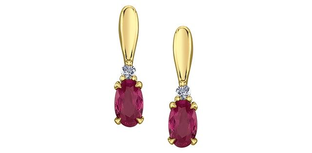 Corona Ruby &amp; Diamond 10KY .03TW Earrings EE4837