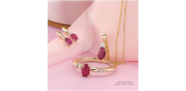 Corona Ruby &amp; Diamond 10KY .03TW Earrings EE4837