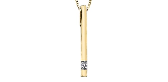 Forever Diamond Bar Necklace 10KY .008TW PLT27218