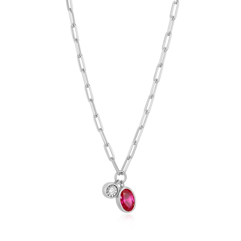 Monte Luna Garnet &amp; Lab Diamond .02TW Sterling Silver Necklace R0ADBR1444