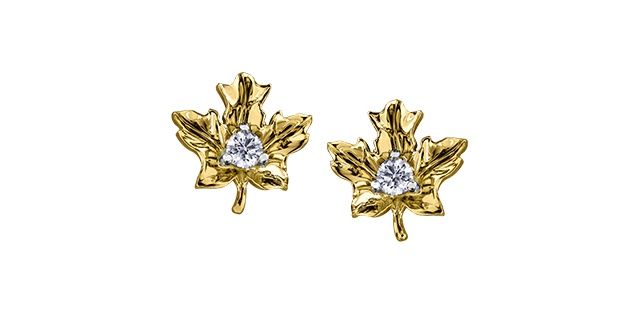 Maple Leaf 14KYW .12TW Diamond Earrings EE3491 Shelly Purdy Seasons