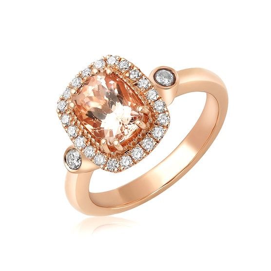 Flica Morganite &amp; Diamond 14KR .35TW Gemstone Ring ANP3054