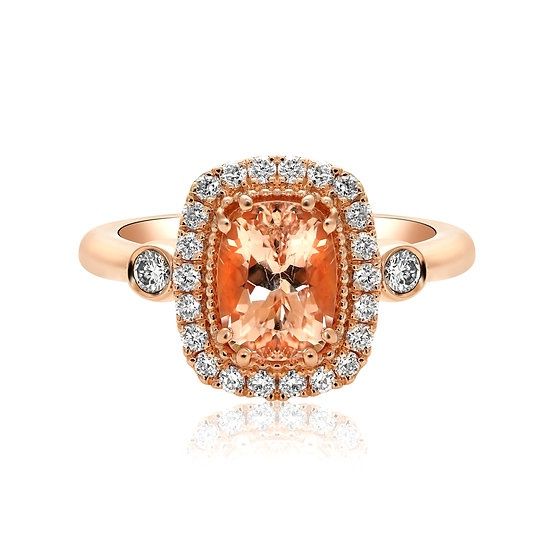 Flica Morganite &amp; Diamond 14KR .35TW Gemstone Ring ANP3054