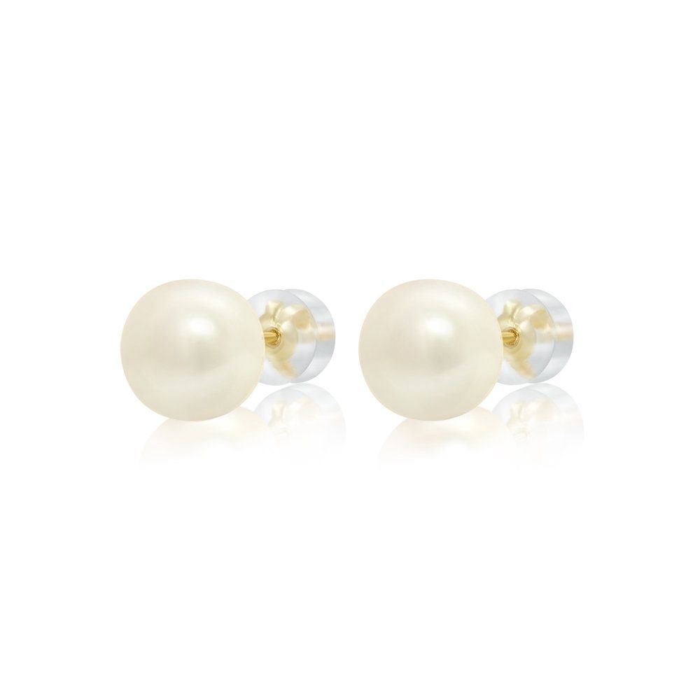 Flica Fresh Water Flat Pearl 14KY Stud Earrings 9-9.5mm P11810