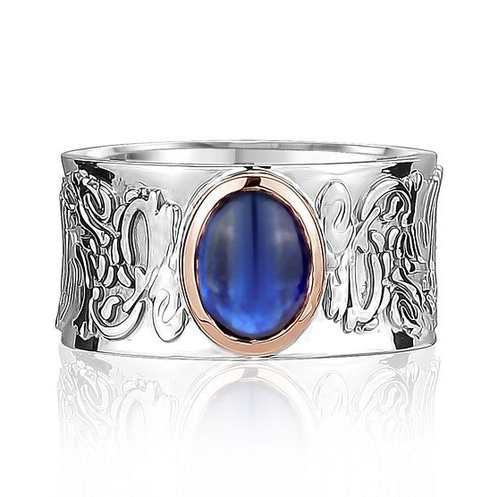 Flica Sapphire Cabochon 14KW Gemstone Ring ANP3783