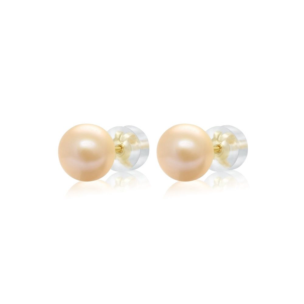 Flica Fresh Water Pink Pearl 14KW Stud Earrings 7-7.5mm P11810