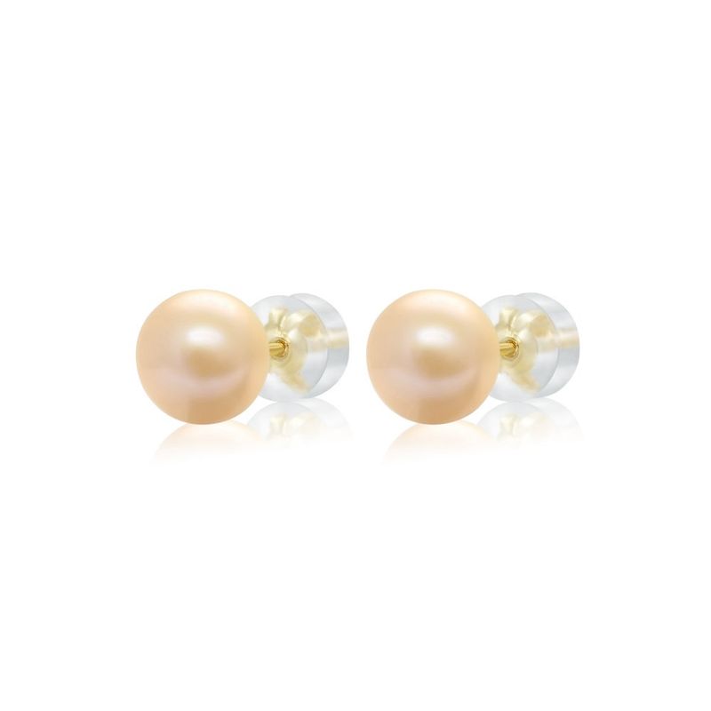 Flica Fresh Water Pink Pearl 14KW Stud Earrings 7-7.5mm P11810