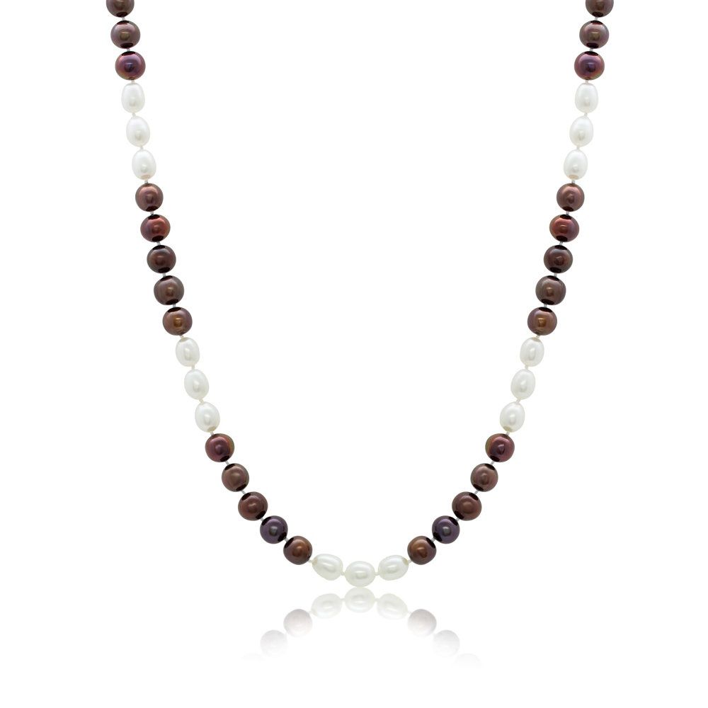 Flica Brown &amp; White Pearl 14KY Necklace 18&quot; P2651