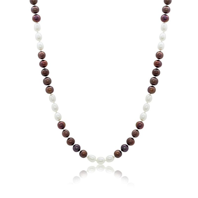 Flica Brown &amp; White Pearl 14KY Necklace 18" P2651