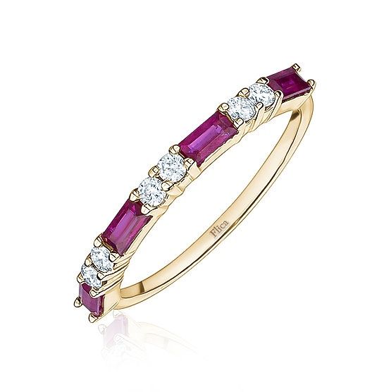 Flica Ruby &amp; Diamond 14KY .17TW Gemstone Ring ANP6031