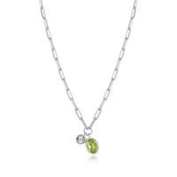 Monte Luna Peridot &amp; Lab Diamond .02TW Sterling Silver Necklace R0ADBR1644