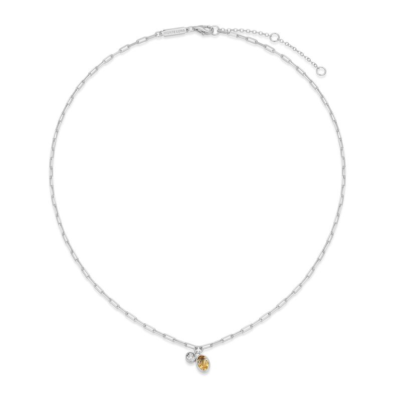 Monte Luna Citrine &amp; Lab Diamond .02TW Sterling Silver Necklace R0ADBR1544