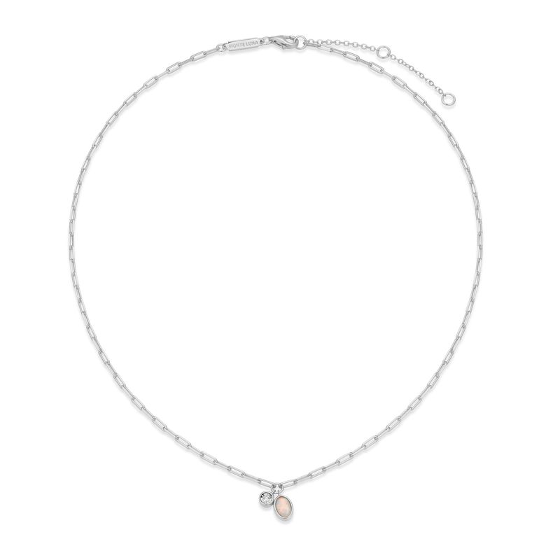 Monte Luna Opal &amp; Lab Diamond .02TW Sterling Silver Necklace R0ADBR3944