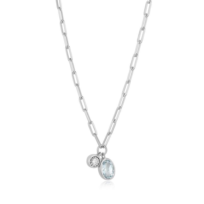 Monte Luna Aquamarine &amp; Lab Diamond .02TW Sterling Silver Necklace R0ADBR4444