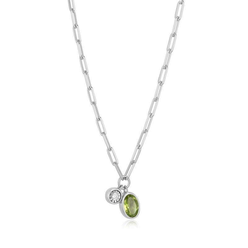 Monte Luna Peridot &amp; Lab Diamond .02TW Sterling Silver Necklace R0ADBR1644