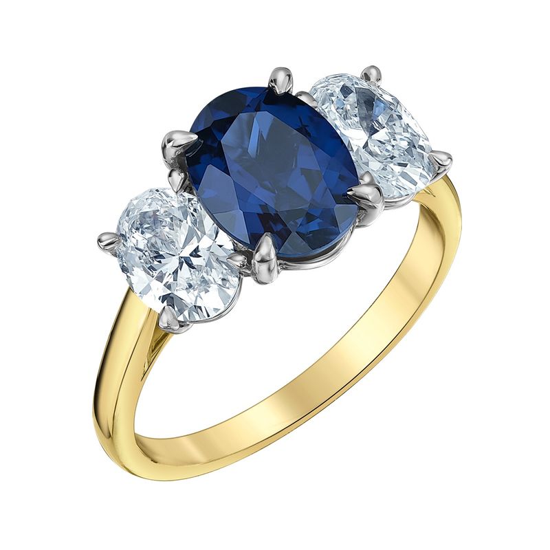 Lab Diamond 14KYW 3.40TW Sapphire &amp; Diamond Engagement Ring R31256 Diamond Evolution