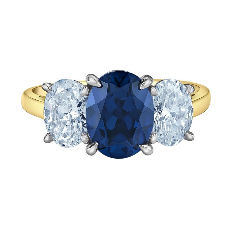 Lab Diamond 14KYW 3.40TW Sapphire &amp; Diamond Engagement Ring R31256 Diamond Evolution