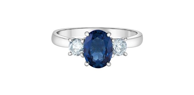 Lab Diamond 10KW .40TW Sapphire &amp; Diamond Engagement Ring R4529 Diamond Evolution