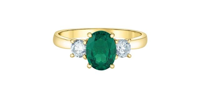 Lab Diamond 10KY .40TW Emerald &amp; Diamond Engagement Ring R4529 Diamond Evolution