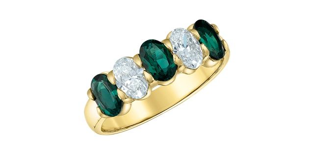 Lab Diamond 10KY .80TW Emerald &amp; Diamond Band R52J25 Diamond Evolution