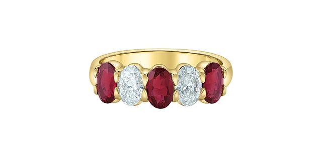 Lab Diamond 10KY .80TW Ruby &amp; Diamond Band R52J25 Diamond Evolution
