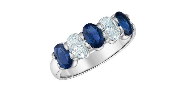Lab Diamond 10KW .80TW Sapphire &amp; Diamond Band R52J25 Diamond Evolution