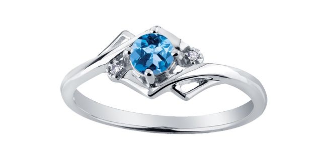Corona Blue Topaz 10KW Gemstone Ring R51Z39