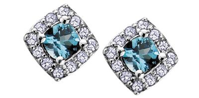 Corona Blue Topaz 10KW Gemstone Earrings EE2351