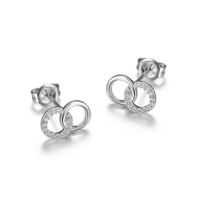 Reign Sterling Silver Cubic Zirconia Interlocking Circle Stud Earrings R2AN660000