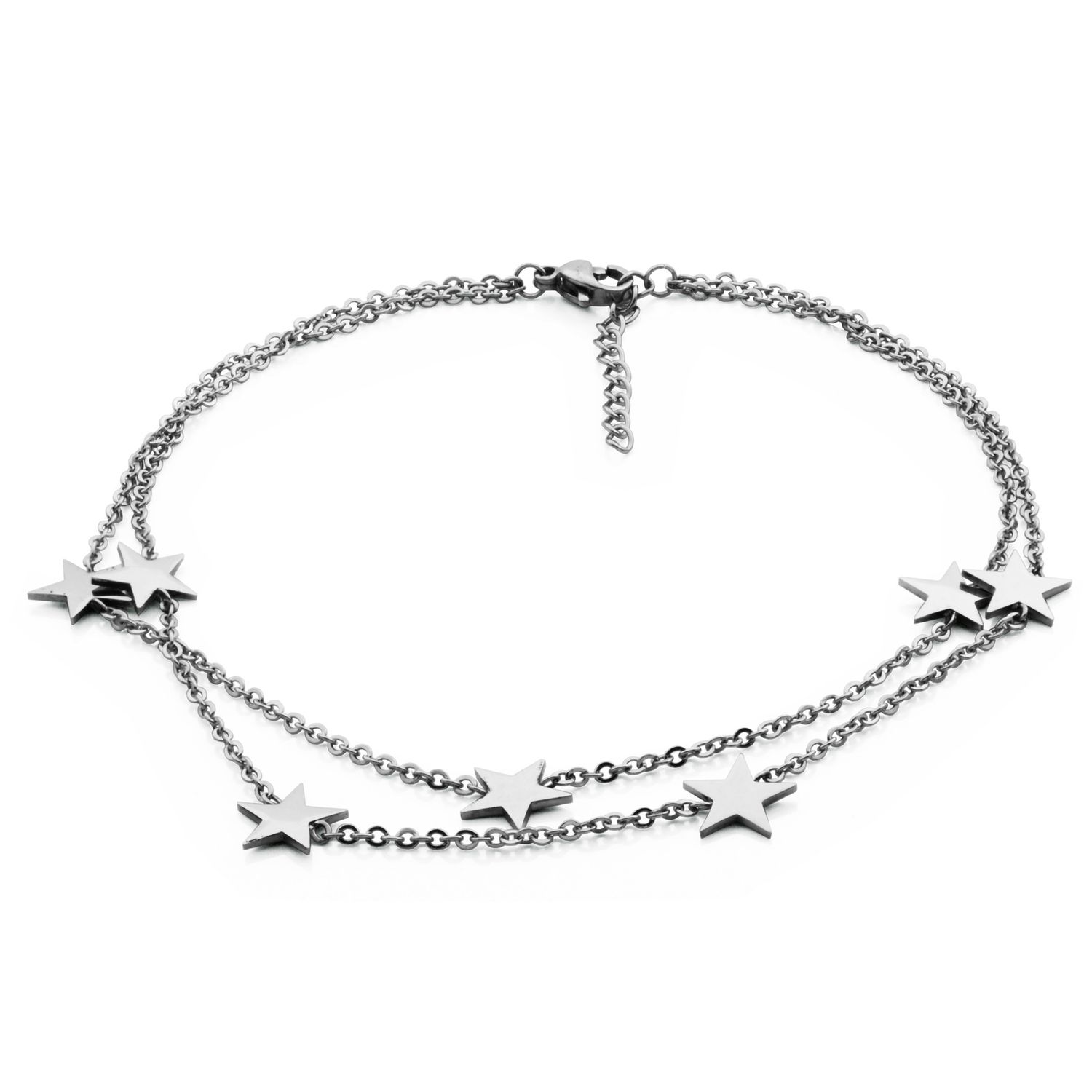 SteelX Anklet Stainless Steel - Double with Stars T1X8940190