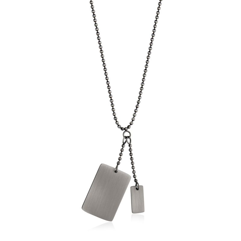 SteelX Necklace Stainless Steel - Dog Tag Double with Antique Silver Plating 24" T3XF790524