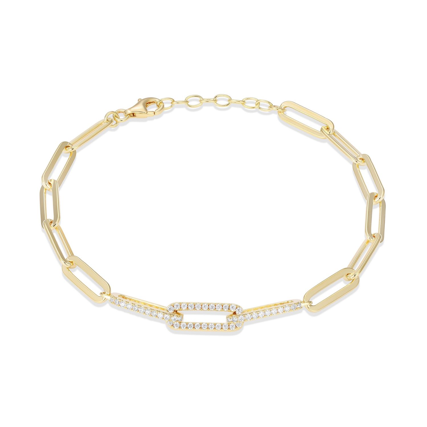 Reign Sterling Gold Plated Paperclip Link Bracelet 31ABFF9741