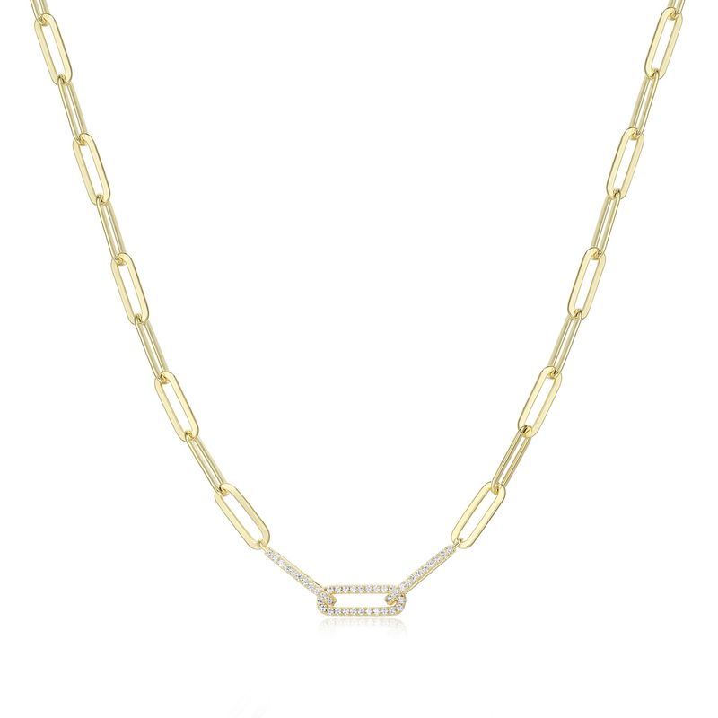 Reign Sterling Gold Plated Paperclip Link Necklace 30AAX69744