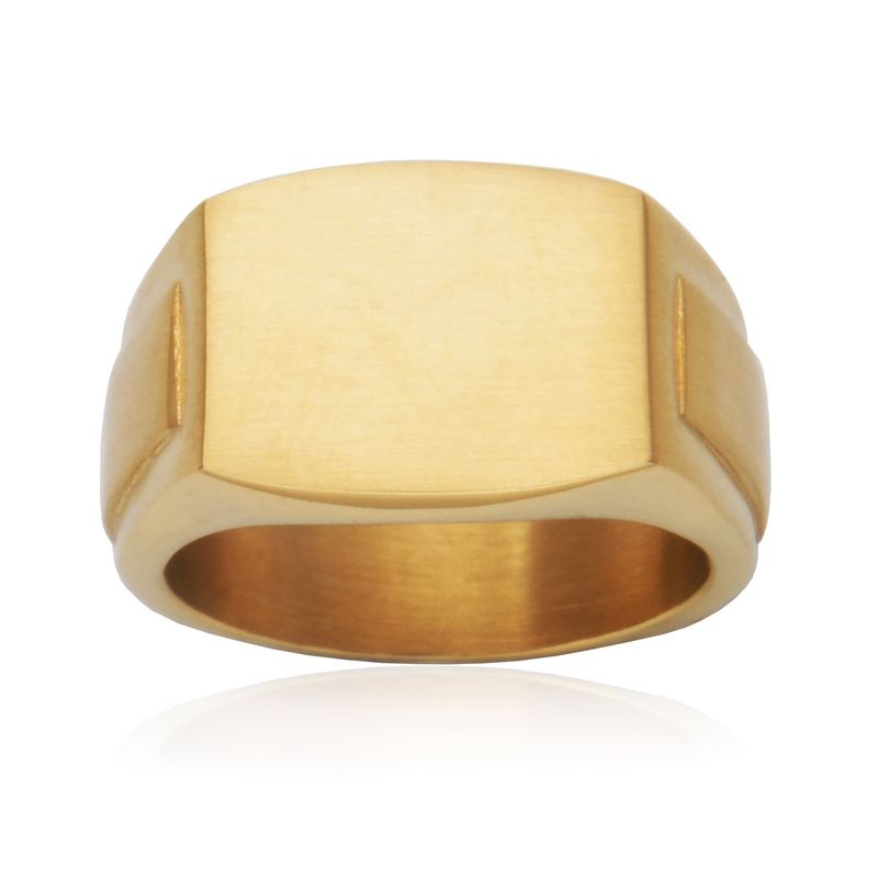 SteelX Ring Stainless Steel - Gold Plated Signet Size 11 T4XG8002B0-11