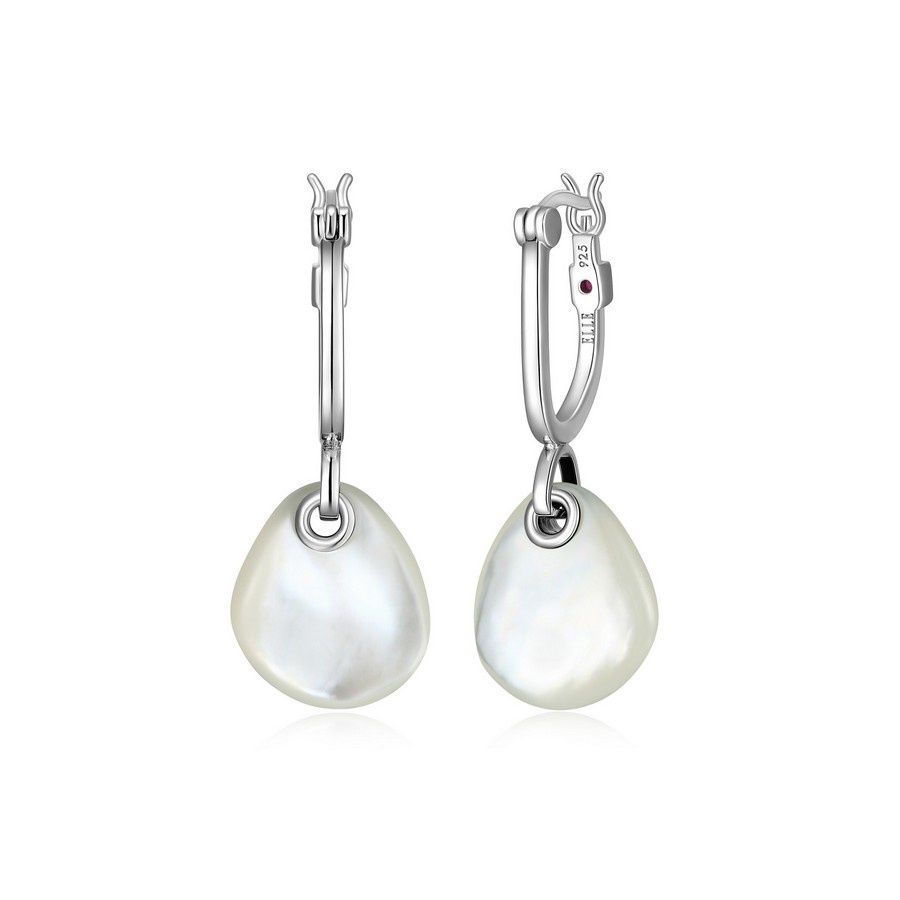 ELLE Sterling Silver Pebble White Pearl Earrings R2LCQKA90J