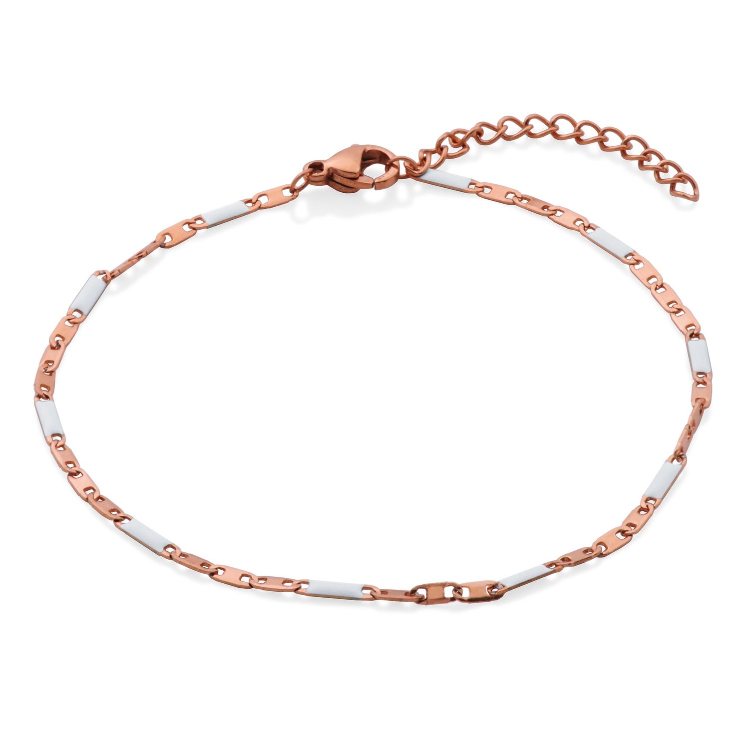 SteelX Bracelet Stainless Steel - Rose Plated Marine Chain with White Enamel T1XC550365