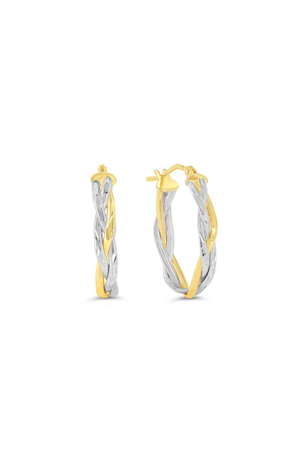 Bella Earrings 10KYW Braided Oval Hoop 1001B