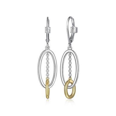 ELLE Sterling Silver Circadia 2-Tone Oval Earrings R2LCQWA003