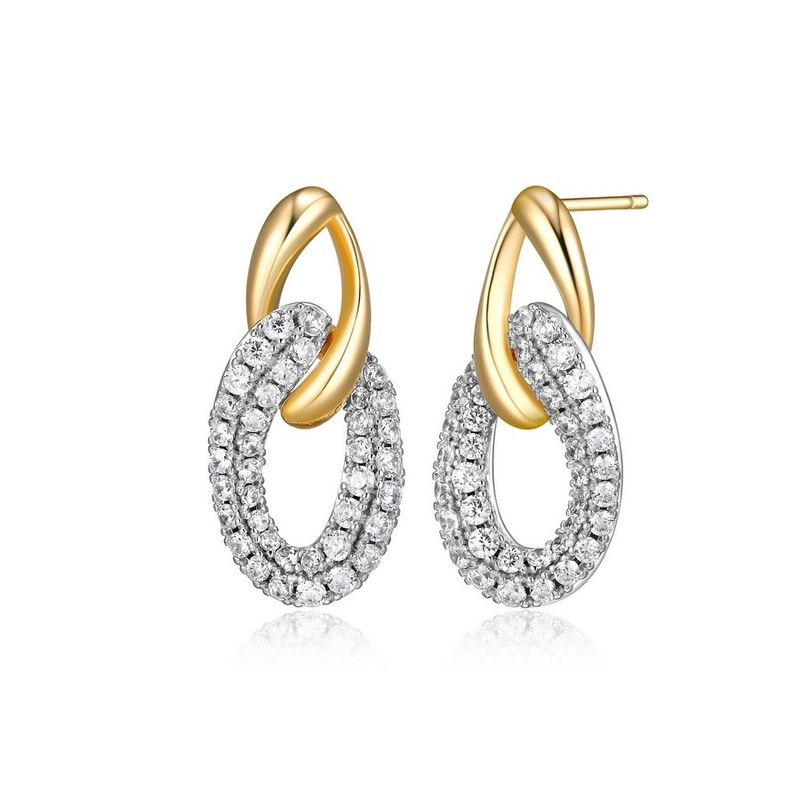 ELLE Sterling Silver Ebullience 2-Tone Twisted Oval Earrings 32LCMX9758