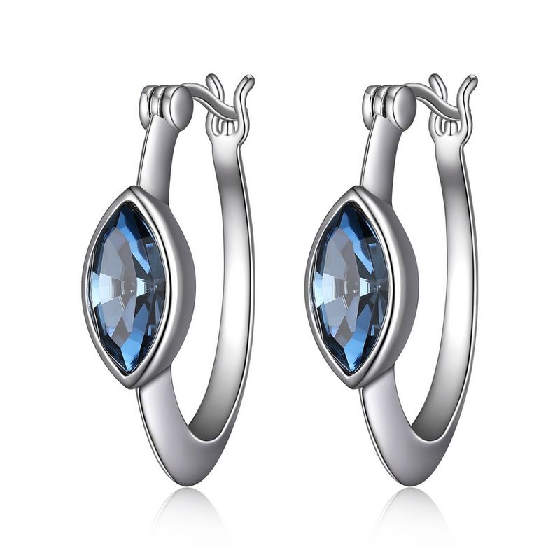 ELLE Sterling Silver Expression Blue Swarovski Crystal Earrings R2LCDM950J