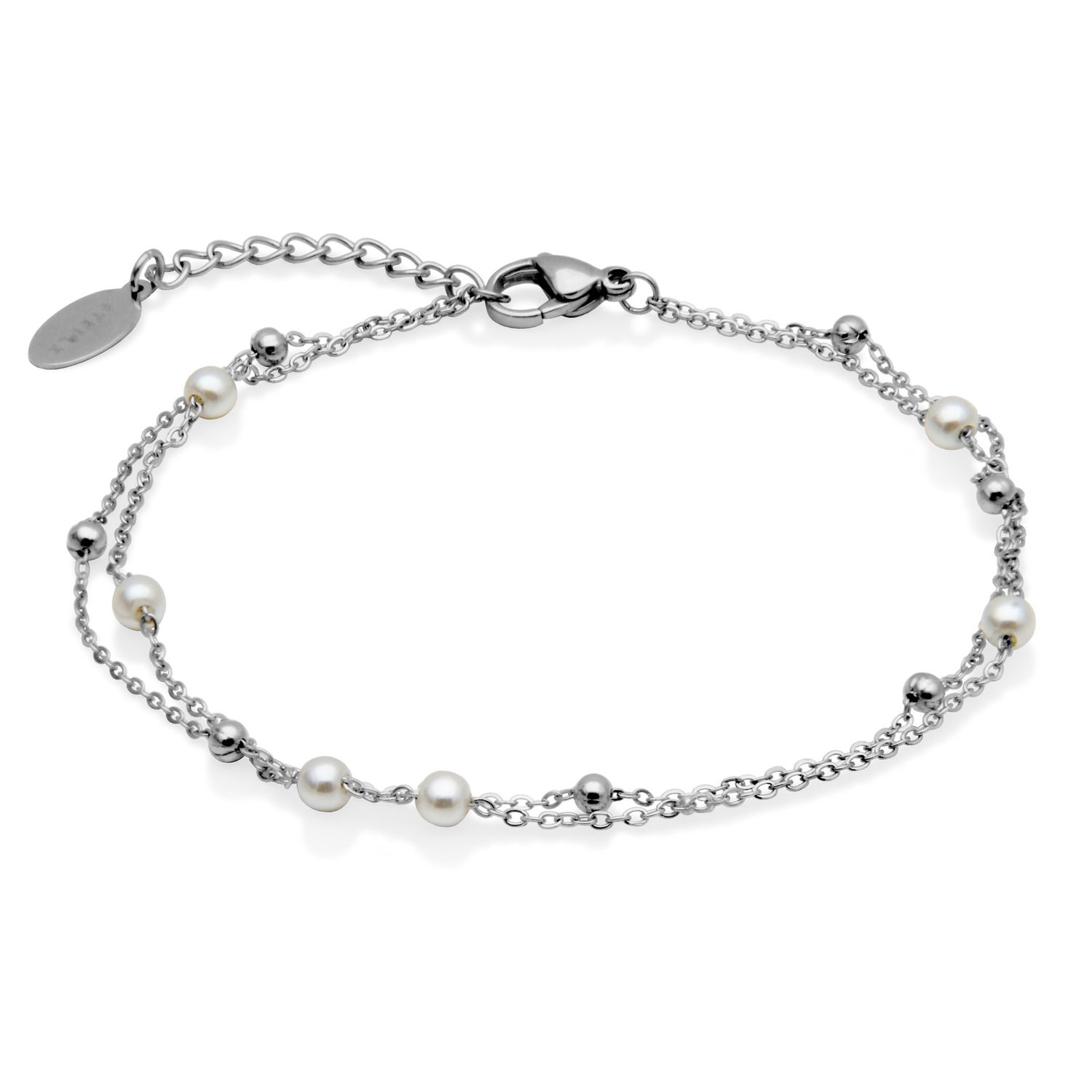 SteelX Anklet Stainless Steel - Double with Faux Pearl T1XF880190