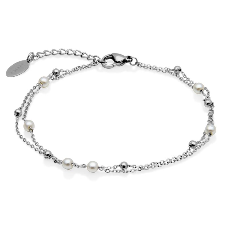 SteelX Anklet Stainless Steel - Double with Faux Pearl T1XF880190