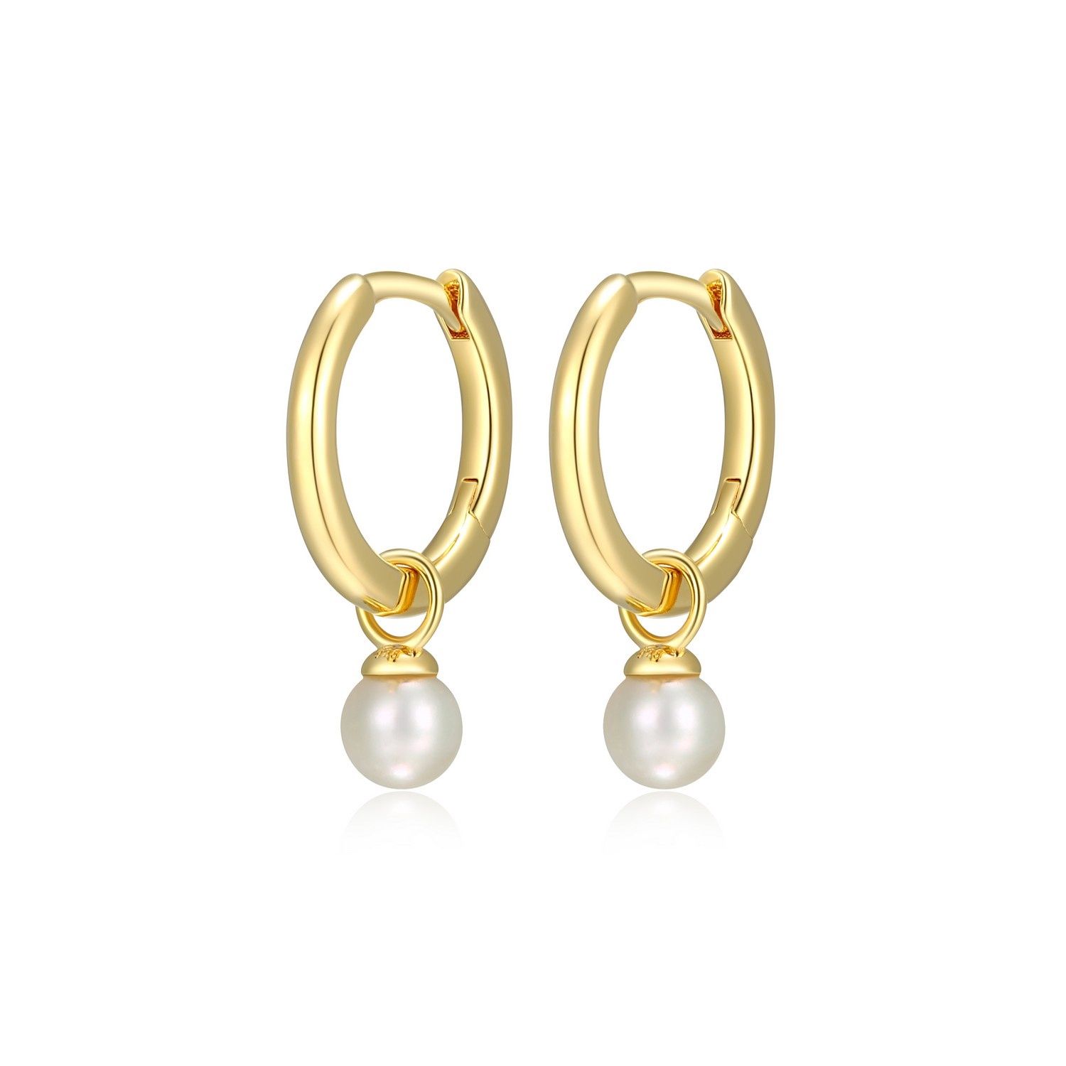 Reign Sterling Gold Plated Huggie Pearl Earrings 32AUUZ4520