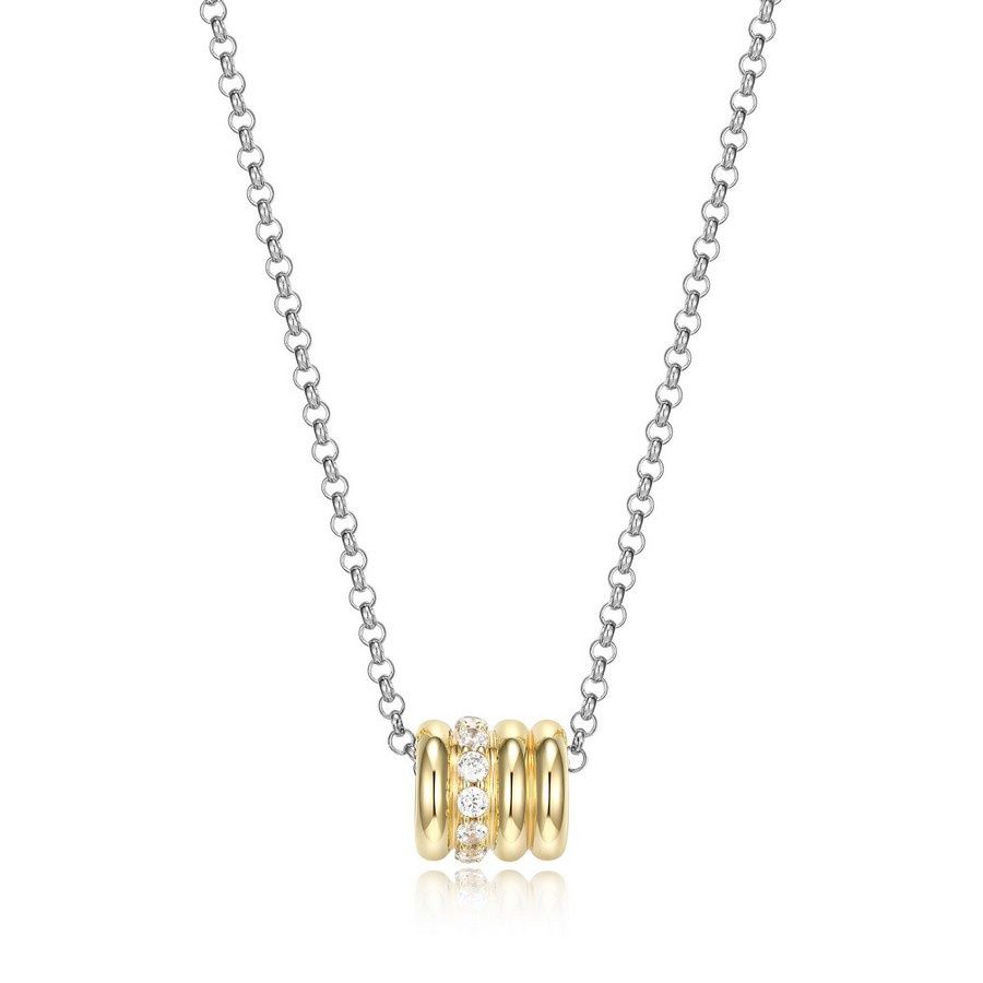 ELLE Sterling Gold Plated Goddess 2-Tone 4 Row Necklace  R0LBYX9646