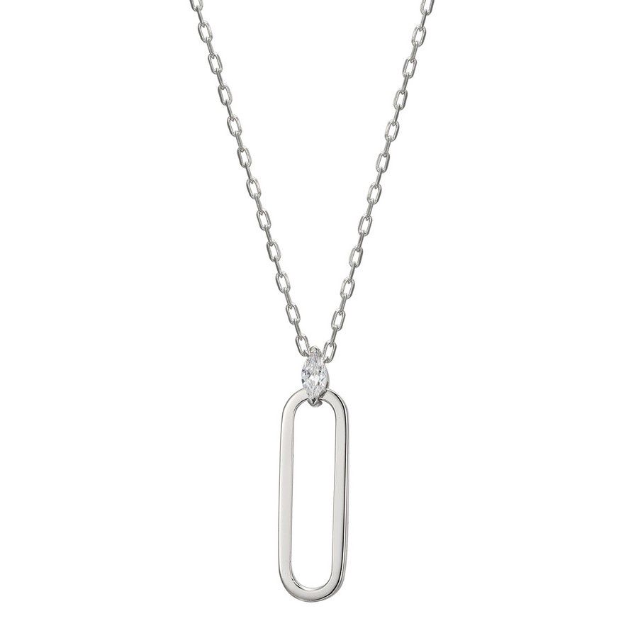 ELLE Sterling Silver Parallel Open Oblong Necklace R0LBUS0046