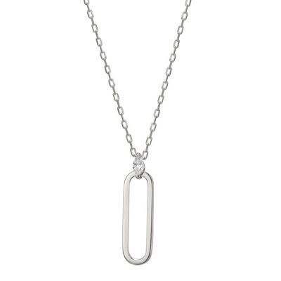 ELLE Sterling Silver Parallel Open Oblong Necklace R0LBUS0046