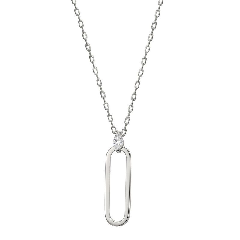 ELLE Sterling Silver Parallel Open Oblong Necklace R0LBUS0046